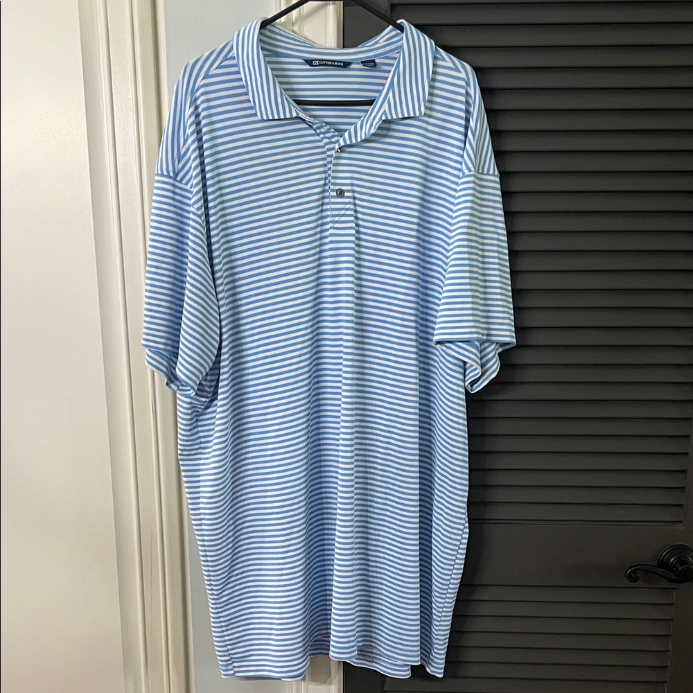 Cutter & Buck Light Blue Striped Polo Shirt